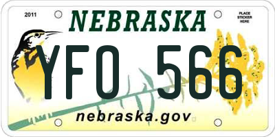NE license plate YFO566