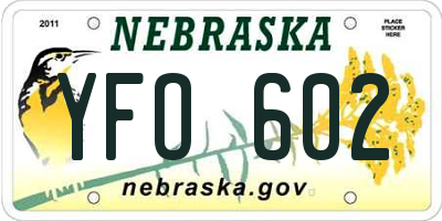 NE license plate YFO602