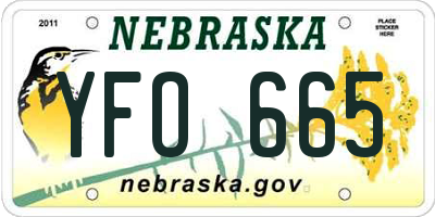 NE license plate YFO665