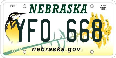 NE license plate YFO668