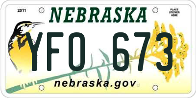 NE license plate YFO673