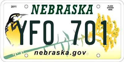 NE license plate YFO701