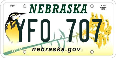 NE license plate YFO707