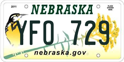 NE license plate YFO729