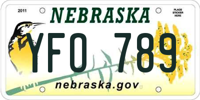 NE license plate YFO789