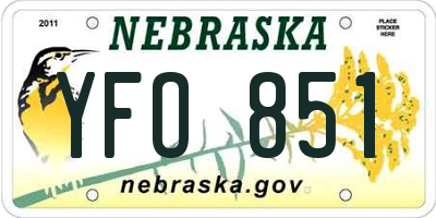 NE license plate YFO851