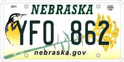 NE license plate YFO862