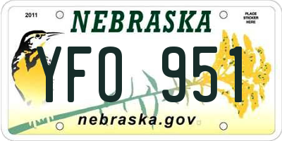 NE license plate YFO951