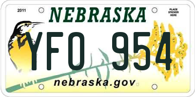 NE license plate YFO954
