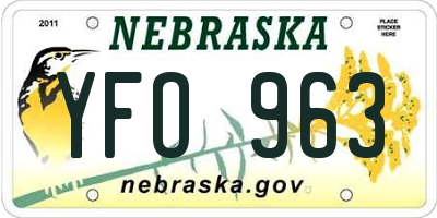 NE license plate YFO963