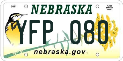 NE license plate YFP080