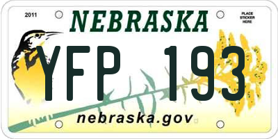 NE license plate YFP193