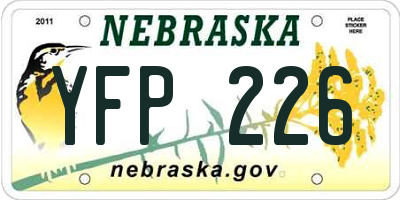 NE license plate YFP226