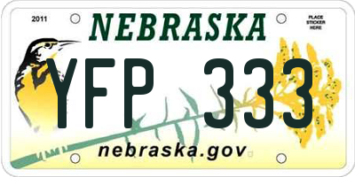 NE license plate YFP333