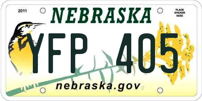 NE license plate YFP405
