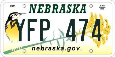 NE license plate YFP474