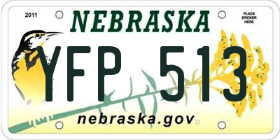 NE license plate YFP513