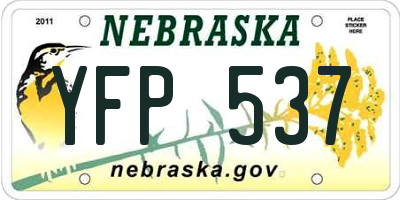 NE license plate YFP537