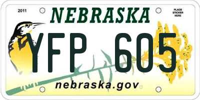 NE license plate YFP605