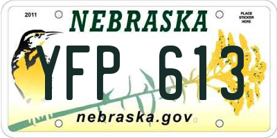 NE license plate YFP613