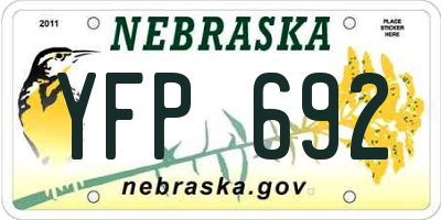NE license plate YFP692