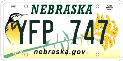 NE license plate YFP747