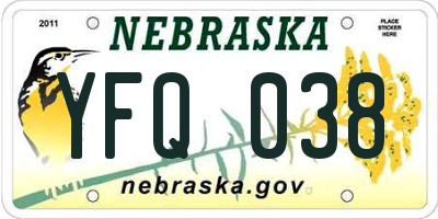 NE license plate YFQ038