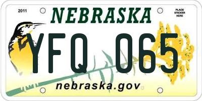 NE license plate YFQ065