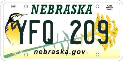 NE license plate YFQ209