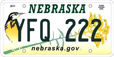 NE license plate YFQ222