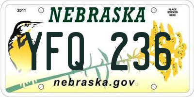 NE license plate YFQ236