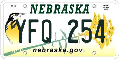 NE license plate YFQ254