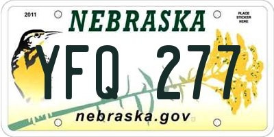 NE license plate YFQ277