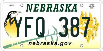 NE license plate YFQ387