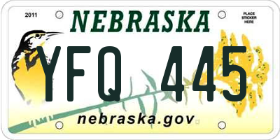 NE license plate YFQ445