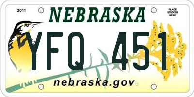NE license plate YFQ451