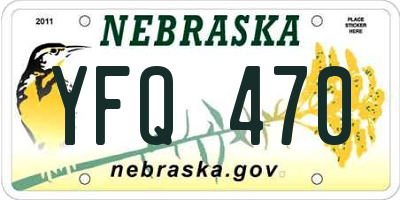 NE license plate YFQ470
