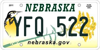 NE license plate YFQ522
