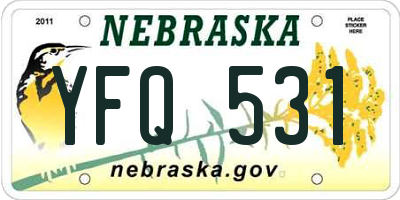 NE license plate YFQ531