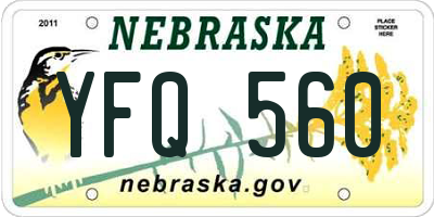 NE license plate YFQ560