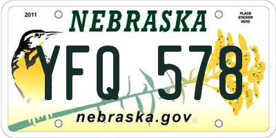 NE license plate YFQ578
