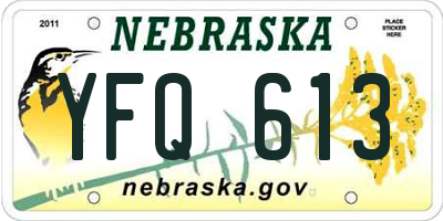 NE license plate YFQ613