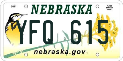 NE license plate YFQ615