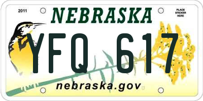 NE license plate YFQ617