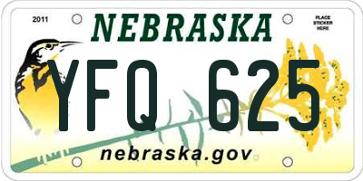 NE license plate YFQ625
