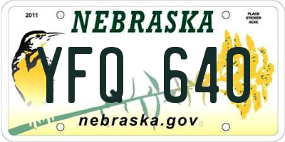 NE license plate YFQ640