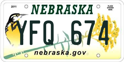 NE license plate YFQ674