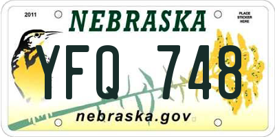 NE license plate YFQ748