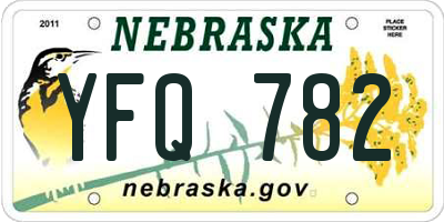 NE license plate YFQ782