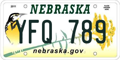 NE license plate YFQ789